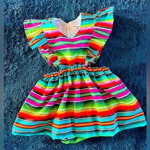 Handmade Serape Skirt Romper. Baby girl size 0-6M